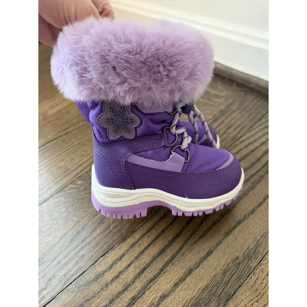 DREAM PAIRS Girls Toddler Snow Boots Slip Resistant Faux Fur Purple Sz 5 NEW